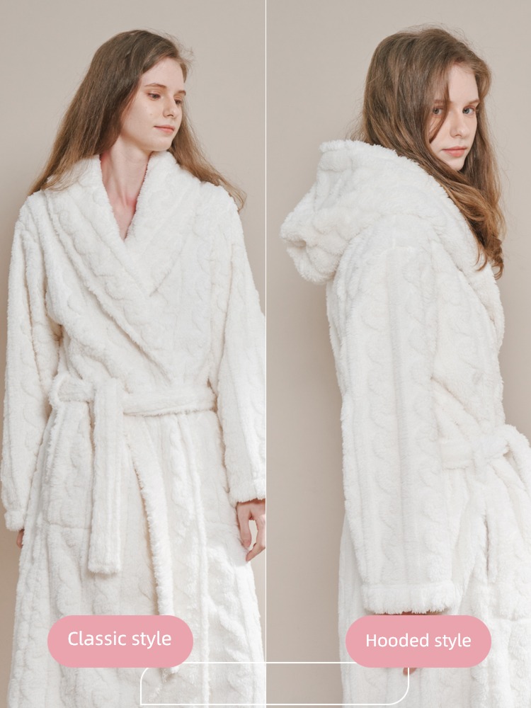 female Autumn and winter man lovers thickening Coral velvet robe