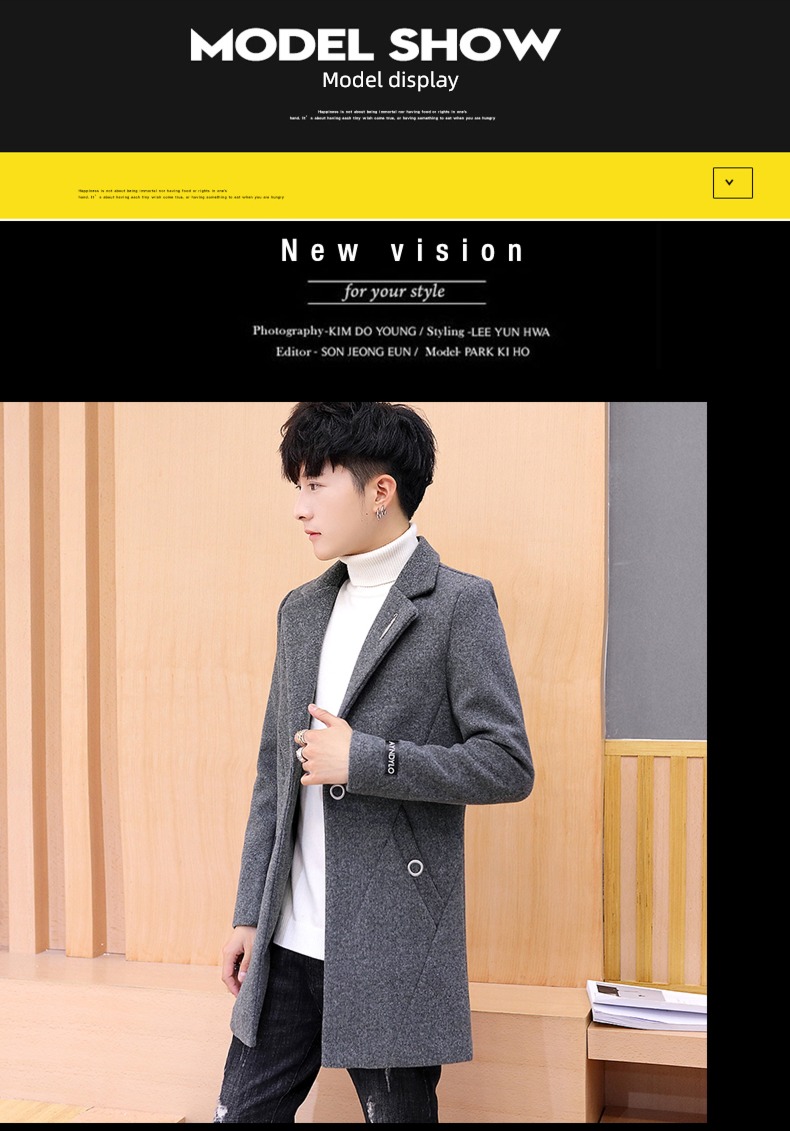 Autumn and winter Medium and long term Woollen cloth Korean version trend loose coat