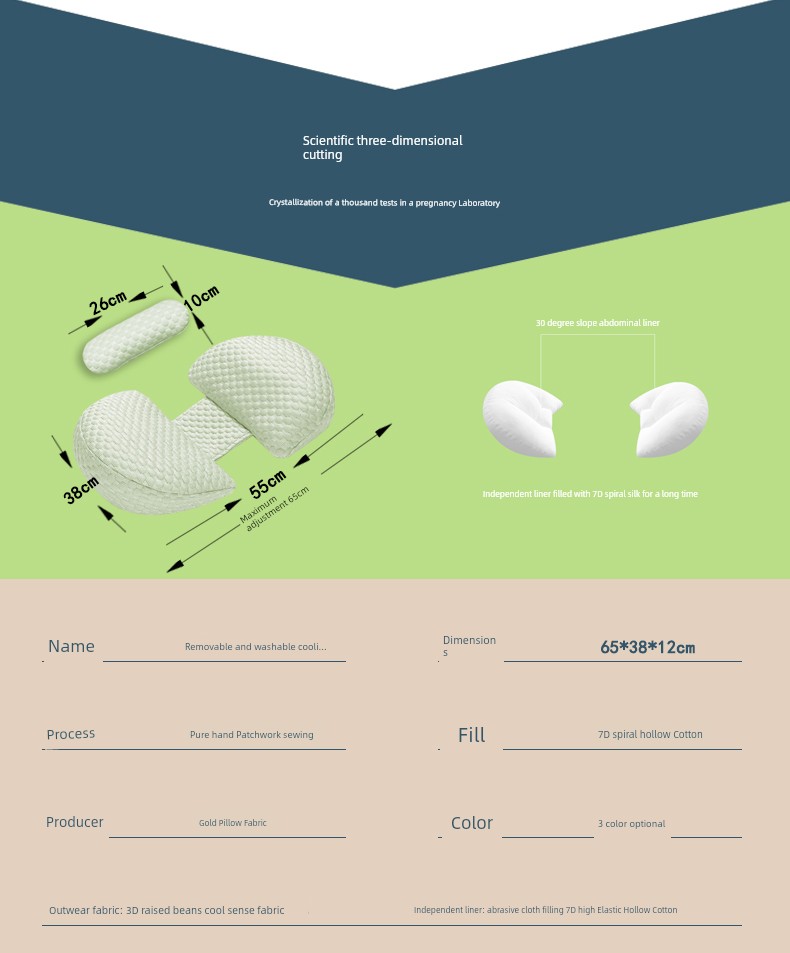 Summer Cool Removable and Washable Pregnancy Pillow Refreshing Non-Stick Pregnant Women Side Sleeping Belly Support Waist Cushion Sleep during Pregnancy — 3