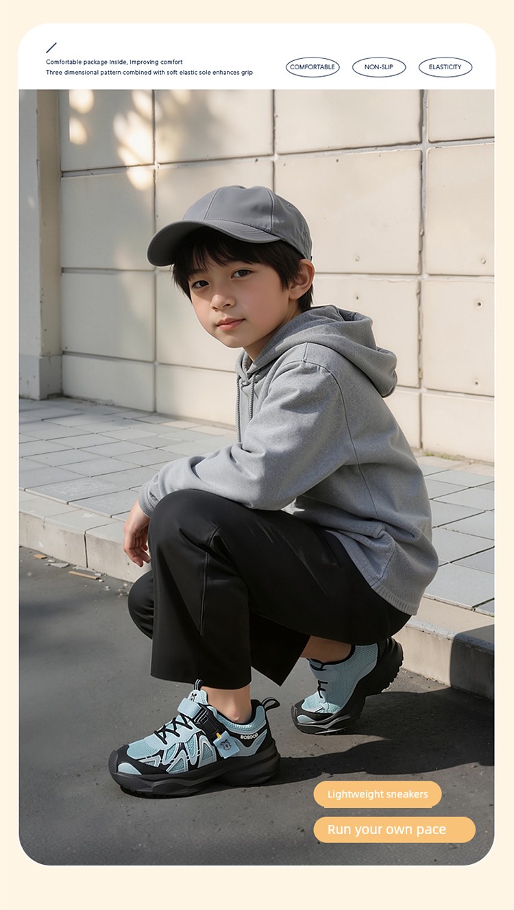 Babudou Kidsren's Sports Shoes New Autumn Mesh Breathable Mesh Shoes for Middle-Aged and Older Boys' Shoes Student Running Shoes — 6