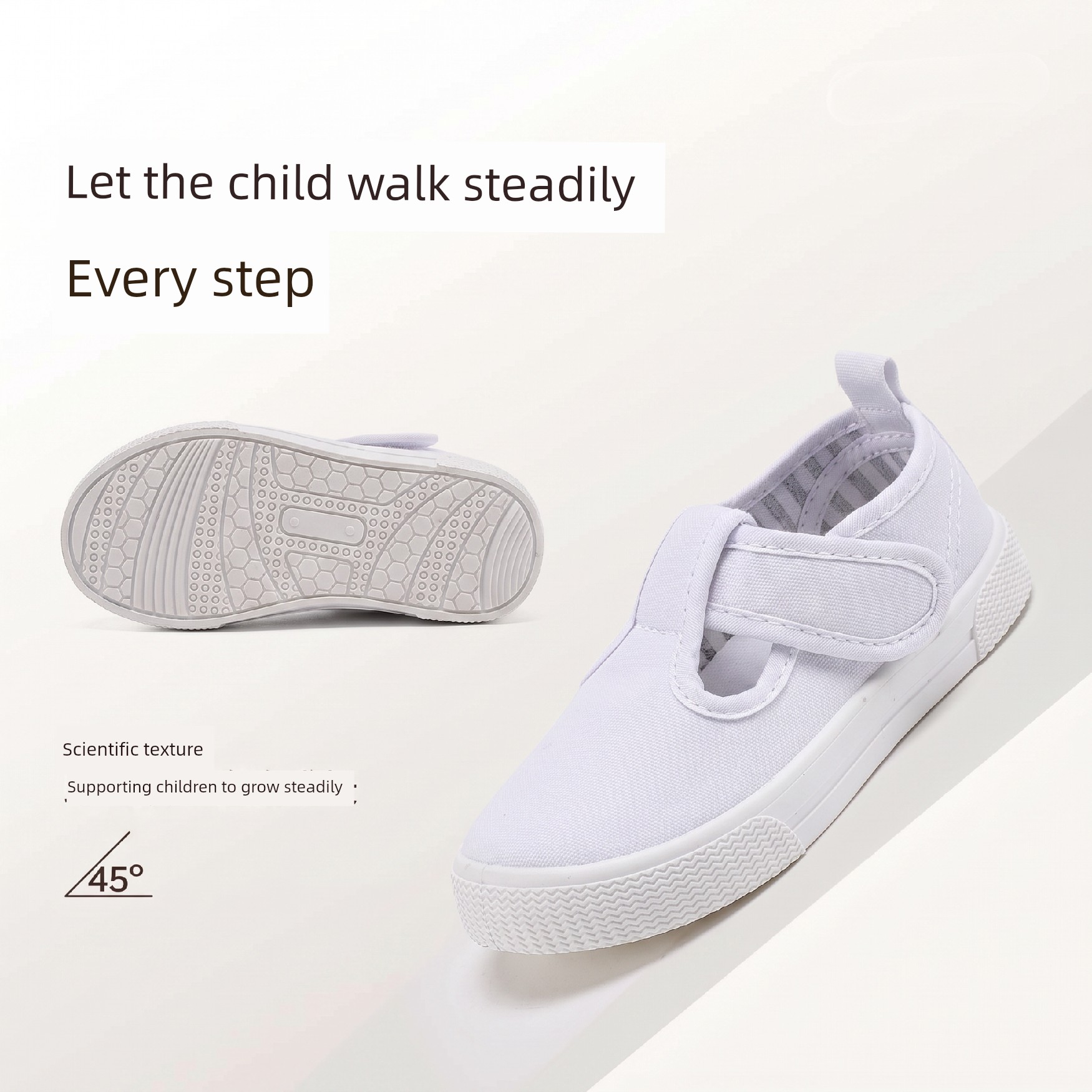 Kindergarten Indoor White Shoes for Boys, Lightweight, Breathable, Soft-Soled Indoor Shoes, White Canvas Shoes for Entering School, Cloth Shoes for School — 4
