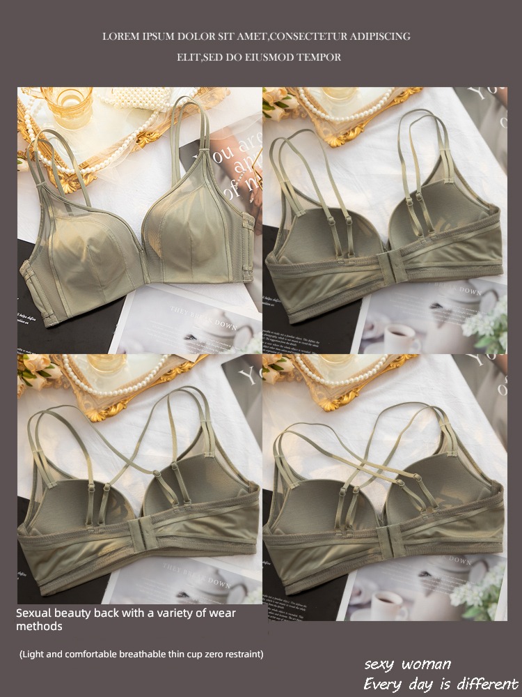overlapping Small chest Gather together Wireless  sexy Beautiful back Underwear