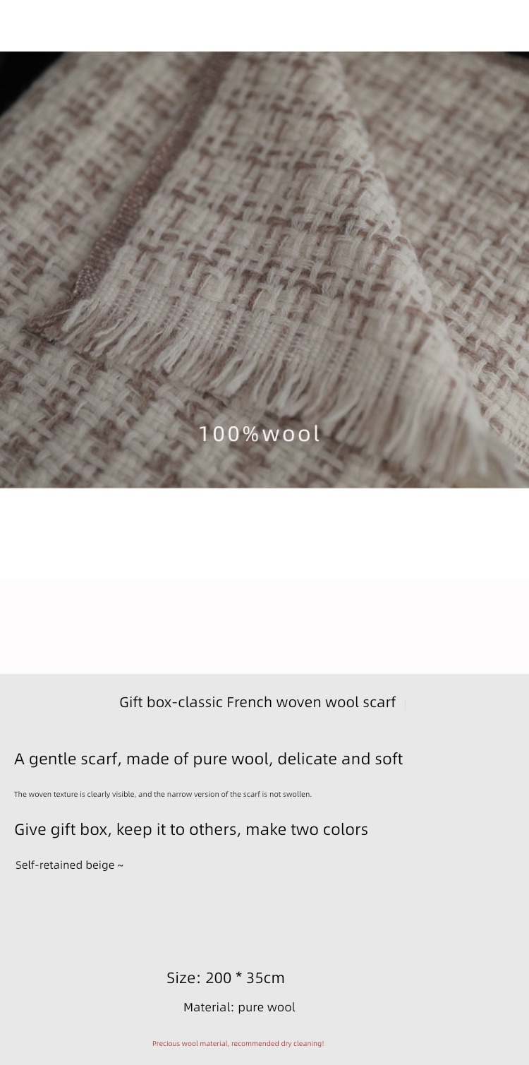 French wool weave female winter Short beard lattice scarf