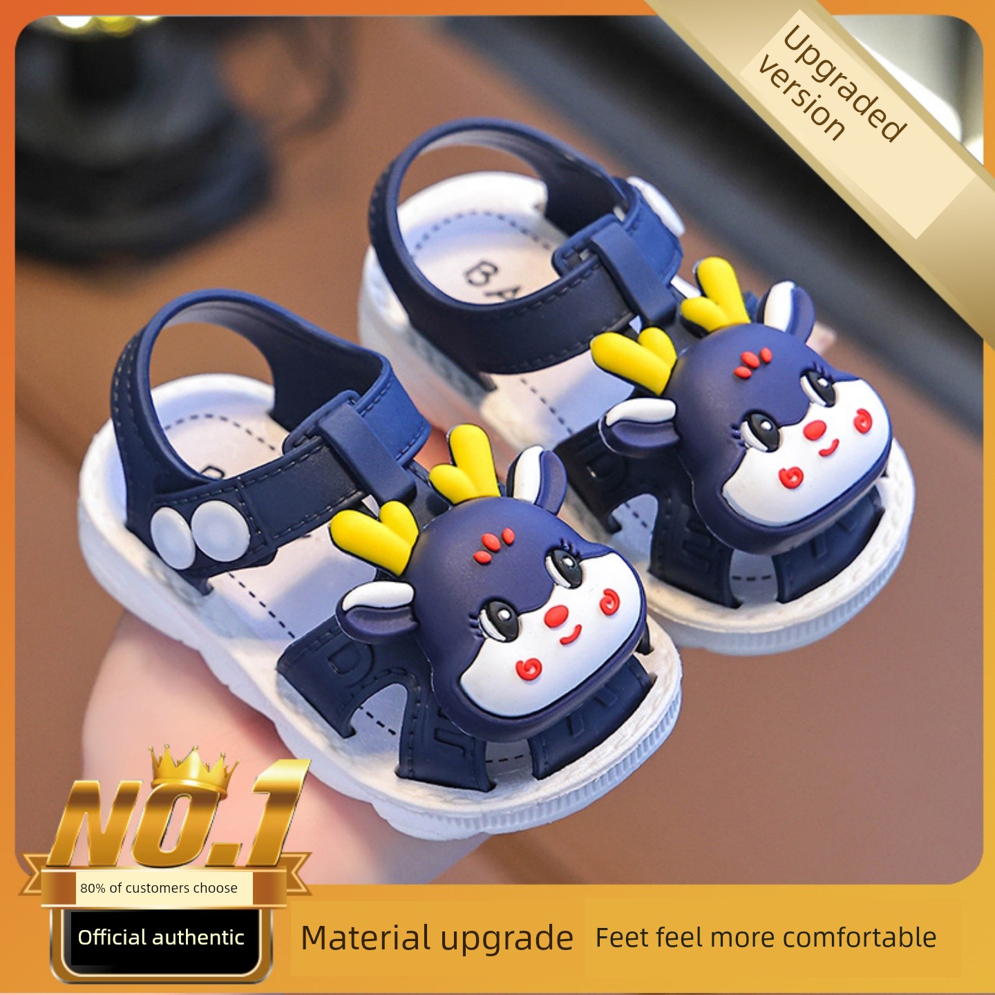 British Children's Sandals for Boys, Non-Slip and Odor-Resistant, for Girls Aged 0-1-3, Cartoon Closed-Toe Sandals Suitable for Water Activities — 1