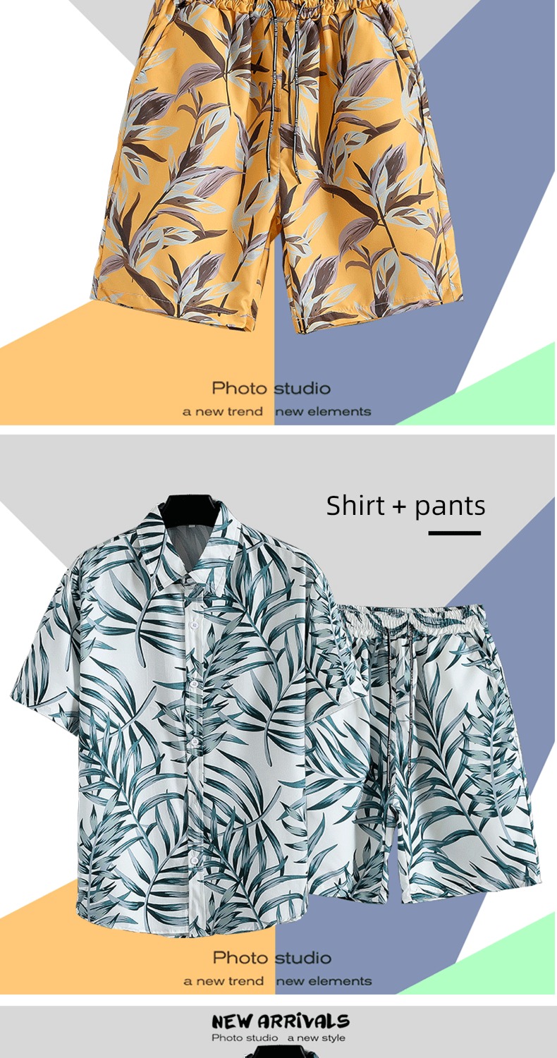 tide suit Hawaii on vacation seaside sandy beach Short sleeve