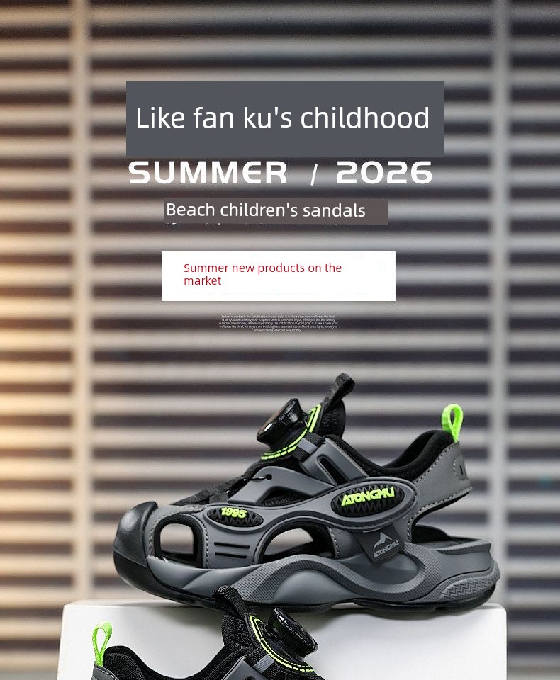 Children's Sandals for Boys 2026 Summer New Style Boys' Soft-Soled Non-Slip Wading Beach Shoes for Older Kidsren with Mesh Surface Sandals — 2
