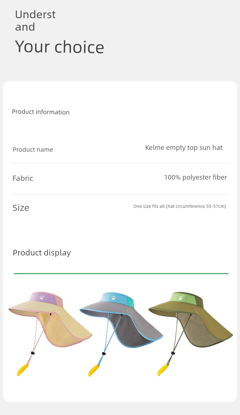 Kalmei Children's Sun Protection Hat for Boys and Girls, Large Brim Sun Hat with Shawl, Summer Open-Top Hat, Uv Protection — 18