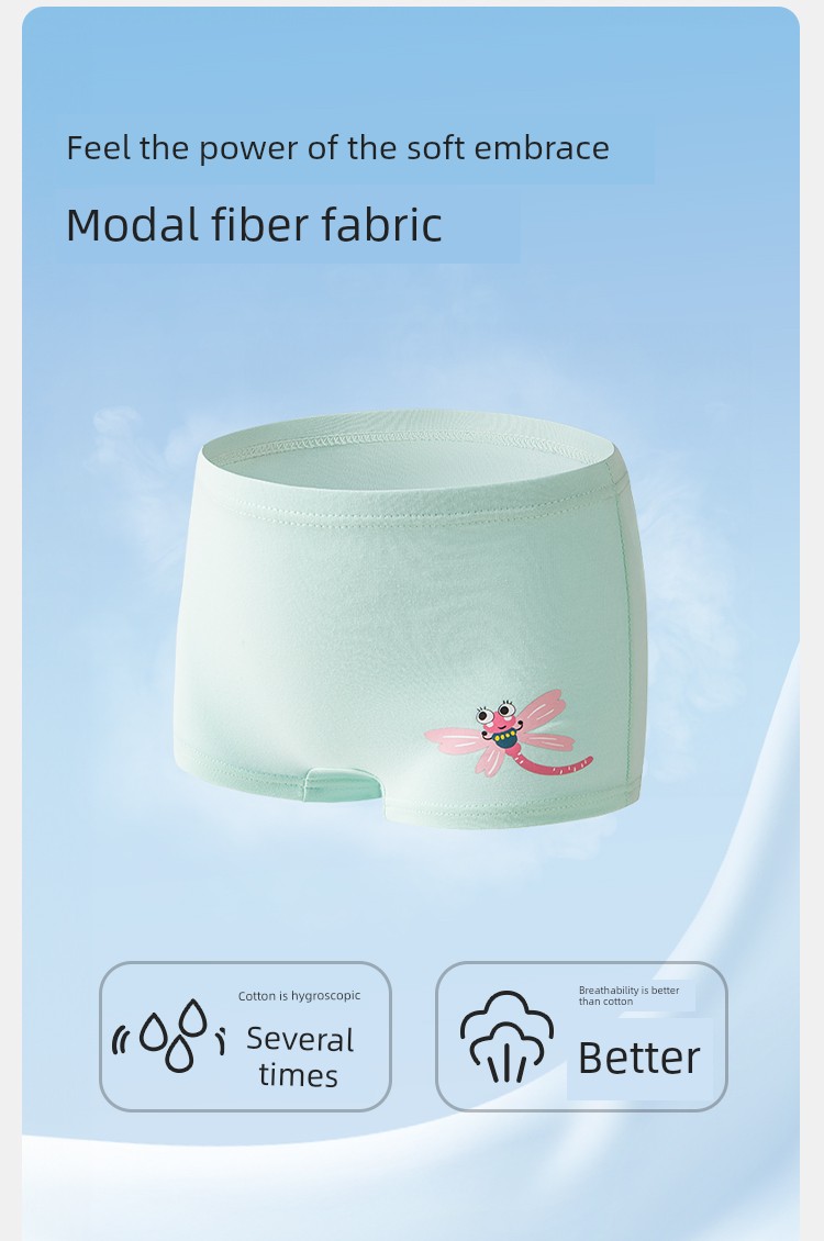 Balabala Children's Cotton Boxer Shorts for Girls, Anti-Exposure, Baby Modal Soft Four-Pack — 7