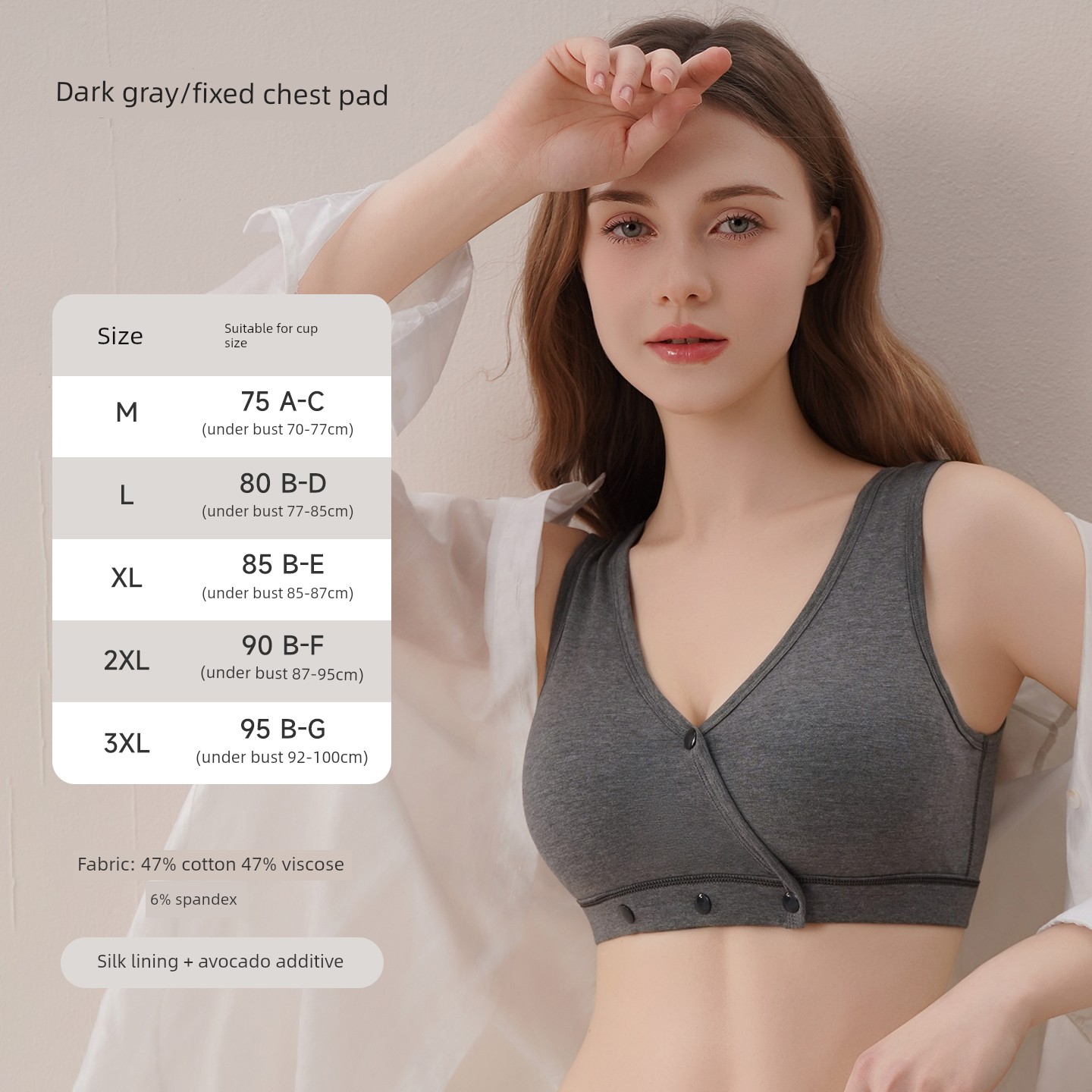 [C-G Large Size Large Bust] Nursing Bra with Large Cups to Prevent Sagging, Specially Designed for Postpartum Breastfeeding, Thin Summer Style Bra — 3