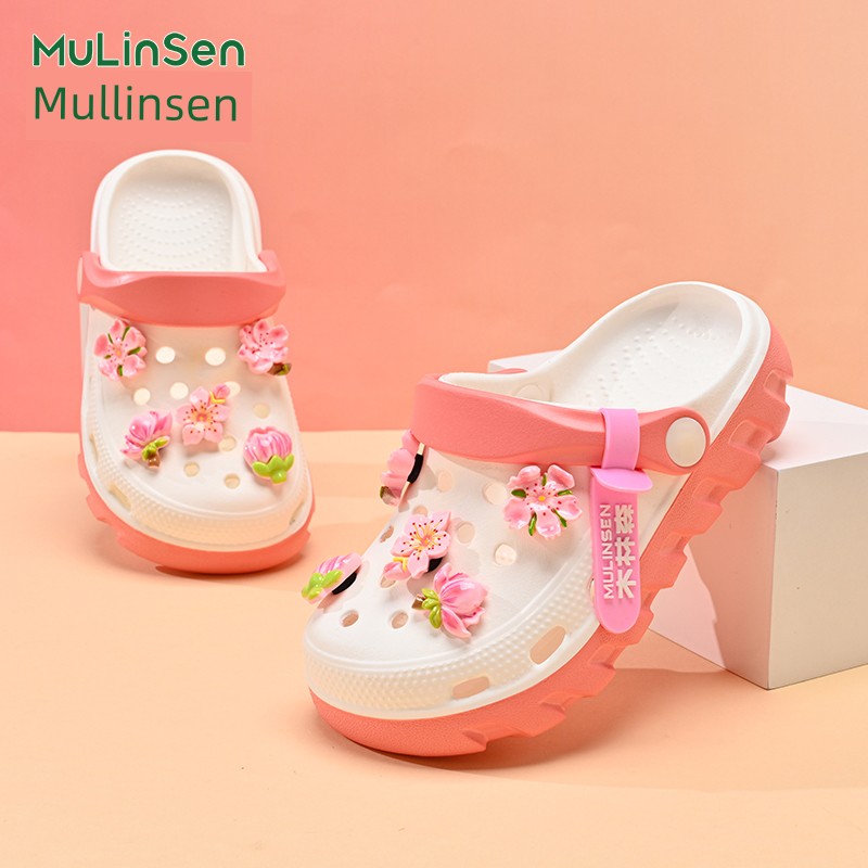 Mlskms-Vautid Girl Hole Shoes New Arrival Outdoor Non-Slip Kids Slippers Cherry Blossom Sandals Baby Girl Beach Shoes — 8