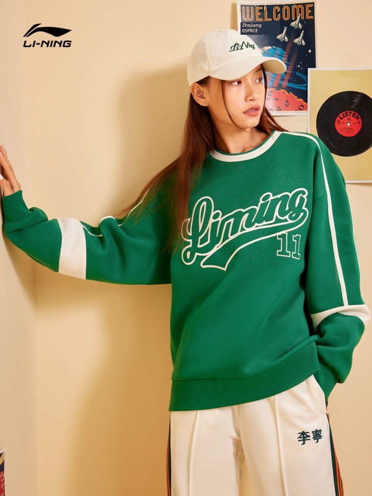 Li Ning Sweater men and women Same Sports life series Condom Long sleeve Round neck spring lovers knitting Athletic Wear