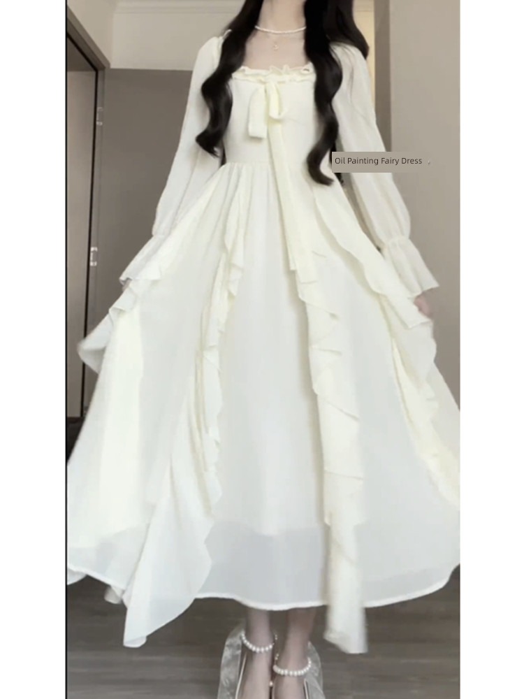Matsumoto Close your waist Show thin Oil Painting fairy Mourning Mourning Dress