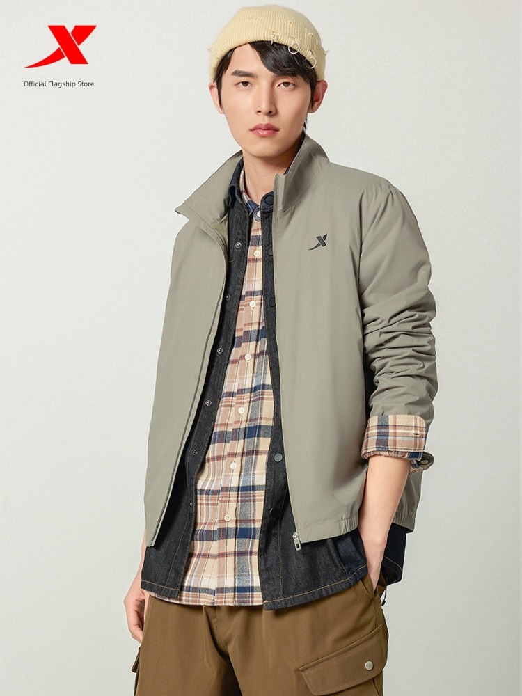 XTEP male autumn The new double-deck Windbreaker stand collar loose coat