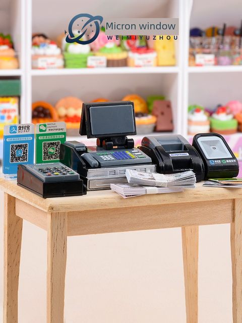 迷你仿真收银台收银机POS机模型超市便利店小物品儿童过家家玩具