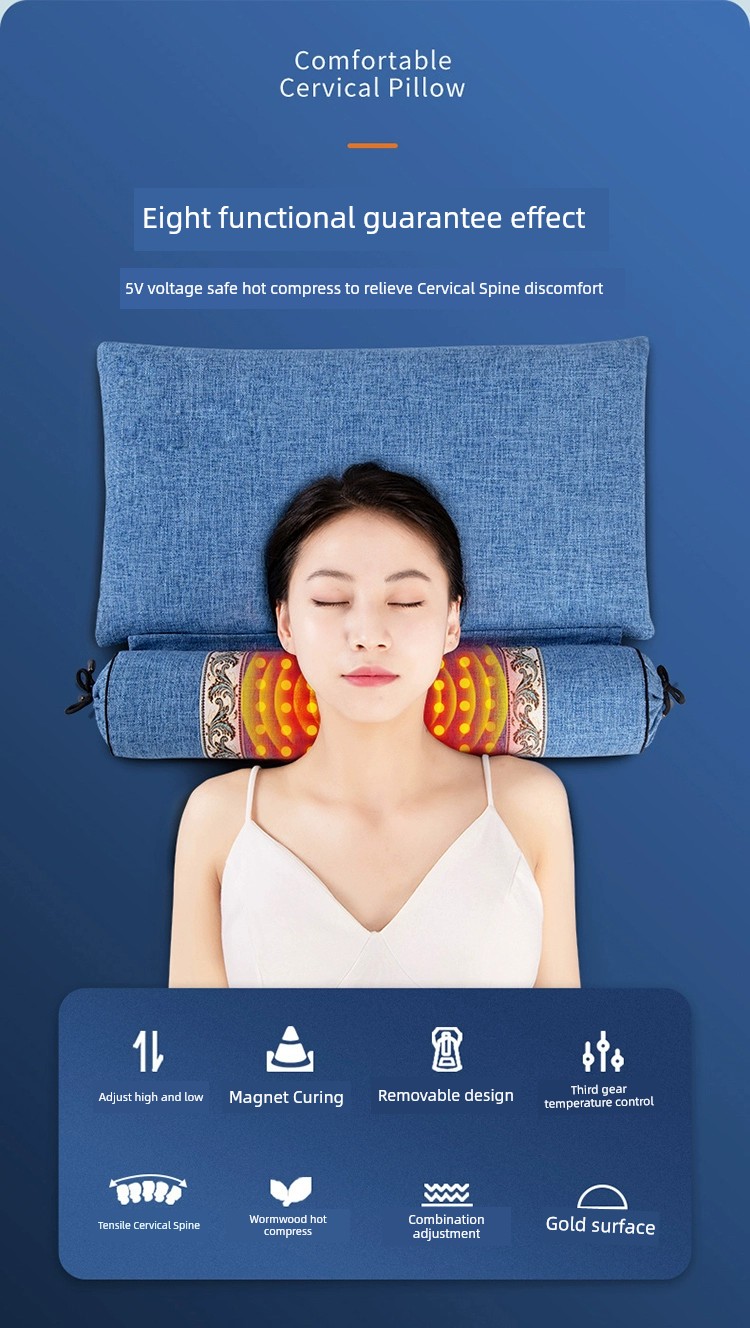 艾草蕎麥頸椎枕 護頸專用圓枕頭 加熱熱敷 矯正頸椎 助睡眠