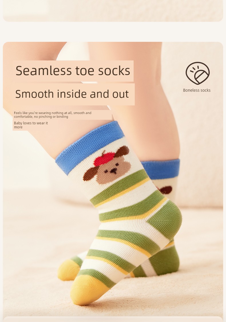 Infant and Toddler Socks, Children's Pure Cotton Class A, Spring and Autumn, Boys' Seamless Anti-Pilling Non-Binding Mid-Tube Socks for Autumn — 9