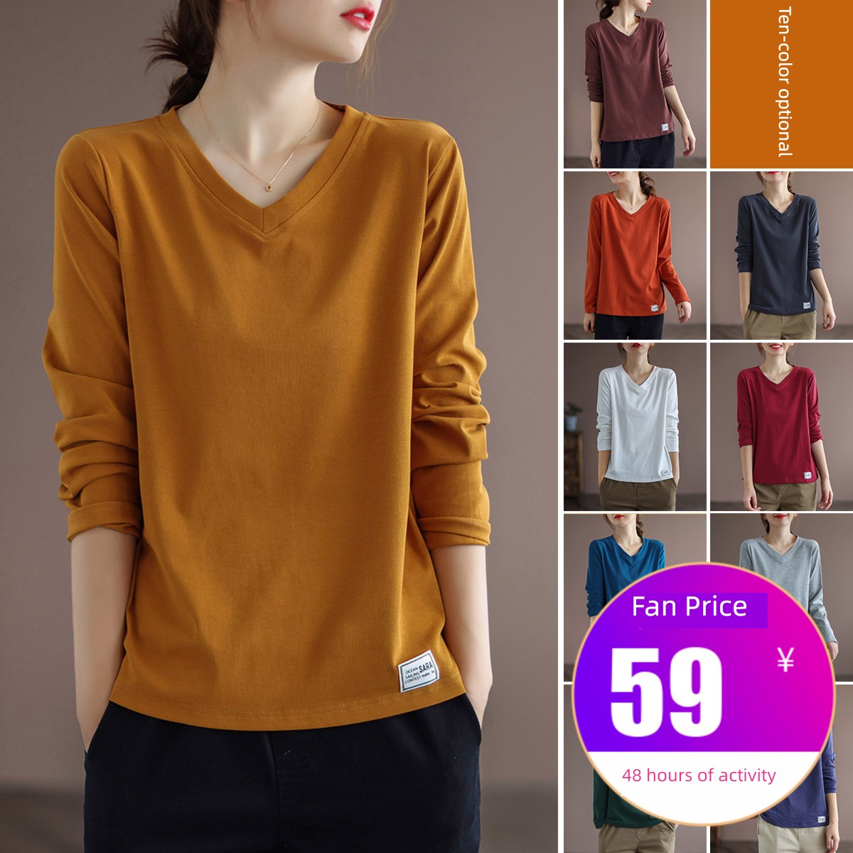 Dale Long sleeve T-shirt Comfort easy Show thin Paste cloth