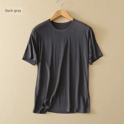 free shipping man Short sleeve Sweaters pleasantly cool 3XL mulberry silk