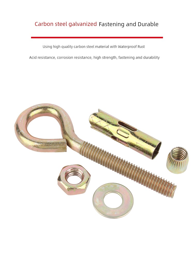 Iron Color Zinc Expansion Screw Hook Universal Hook 304 Stainless Steel Sheep Eye with Ring Pull Explosion Lifting Ring Expansion Bolt