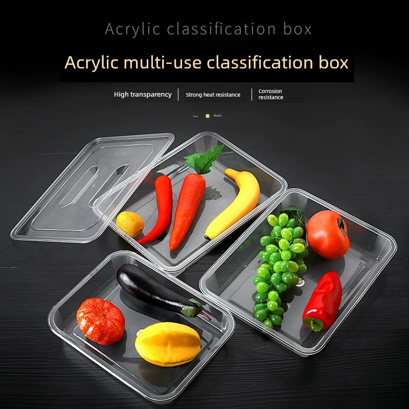 Acrylic Transparent Cooked Food Box Rectangular Cold Dish