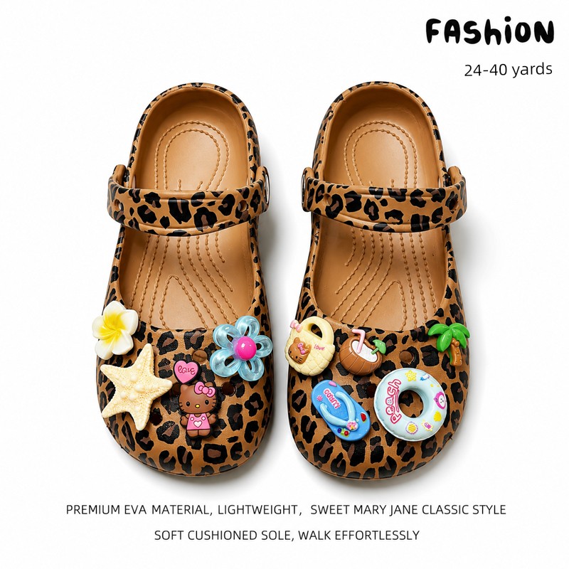 Mary Jane Children's Clogs for Girls, Cat-Themed Parent-Child Slippers, Kids' Summer Ballet Outdoor Shoes, Girls' Baby Beach Shoes — 1
