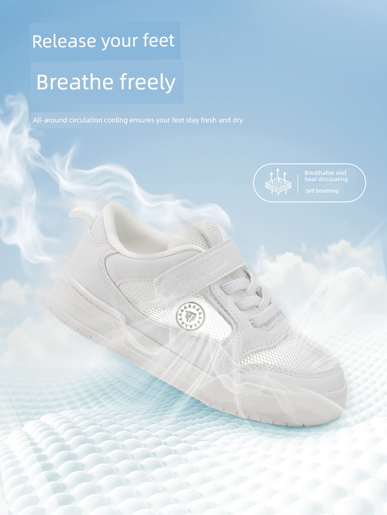 Tyrannis Kidsren's Sneakers Spring and Summer Thin Campus Mesh Breathable Boys' Casual Shoes Girls' White Shoes