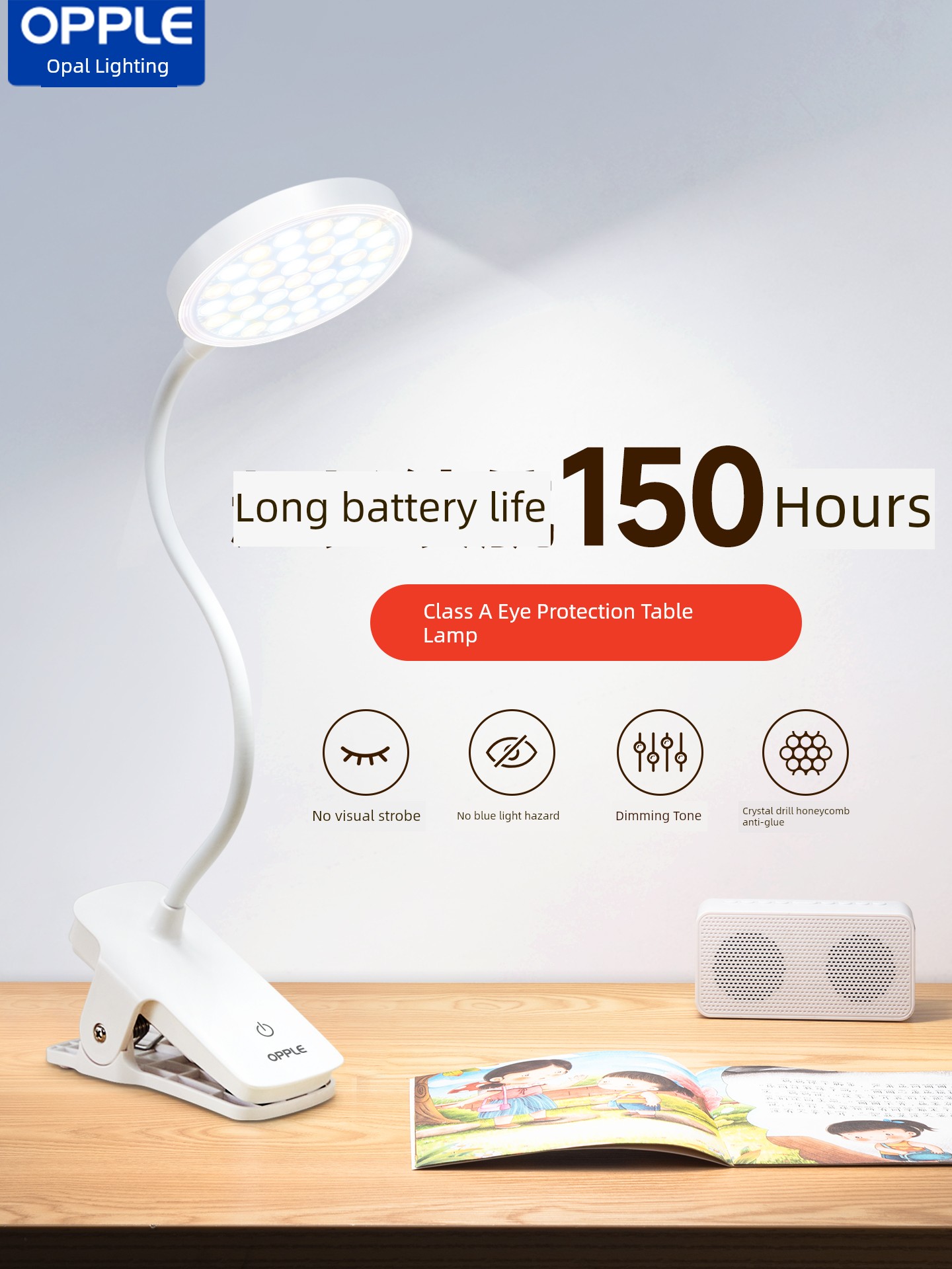 OPP College Student Bedroom Bedside Clip-on Small Table Lamp
