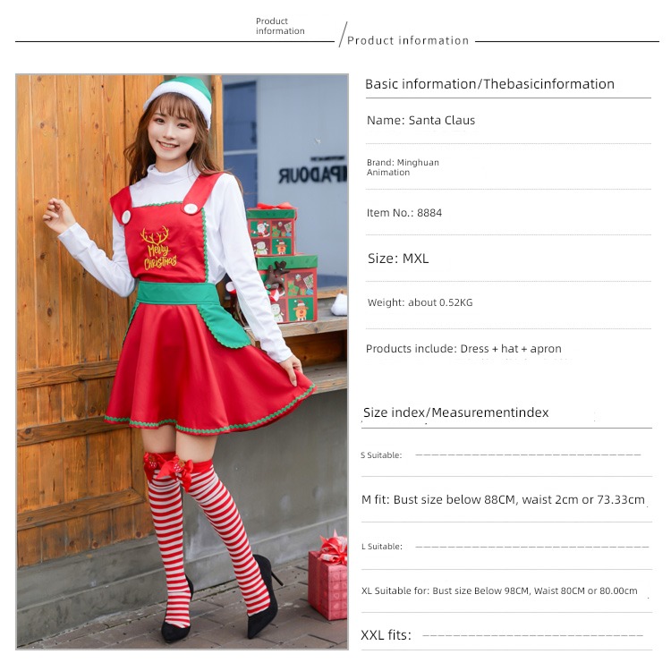 Christmas clothing adult ma'am Clothes & Accessories Christmas Dress festival party Dress up Santa Claus suit Stage outfit