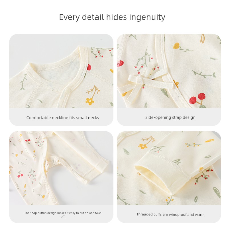 Jq Jingqi Baby Romper Autumn Pure Cotton Newborn Clothes Butterfly Jumpsuit Home Monk-Style Outfit — 5