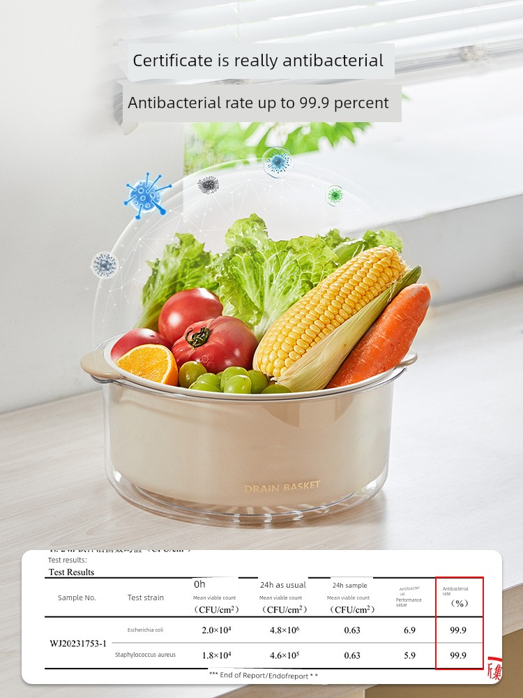 Carote Washing Basin Drain Basket For Home Kitchen Double Layer Vegetable Washing Basket Water Filter Washing Vegetables Basin Living Room Fruit Plate