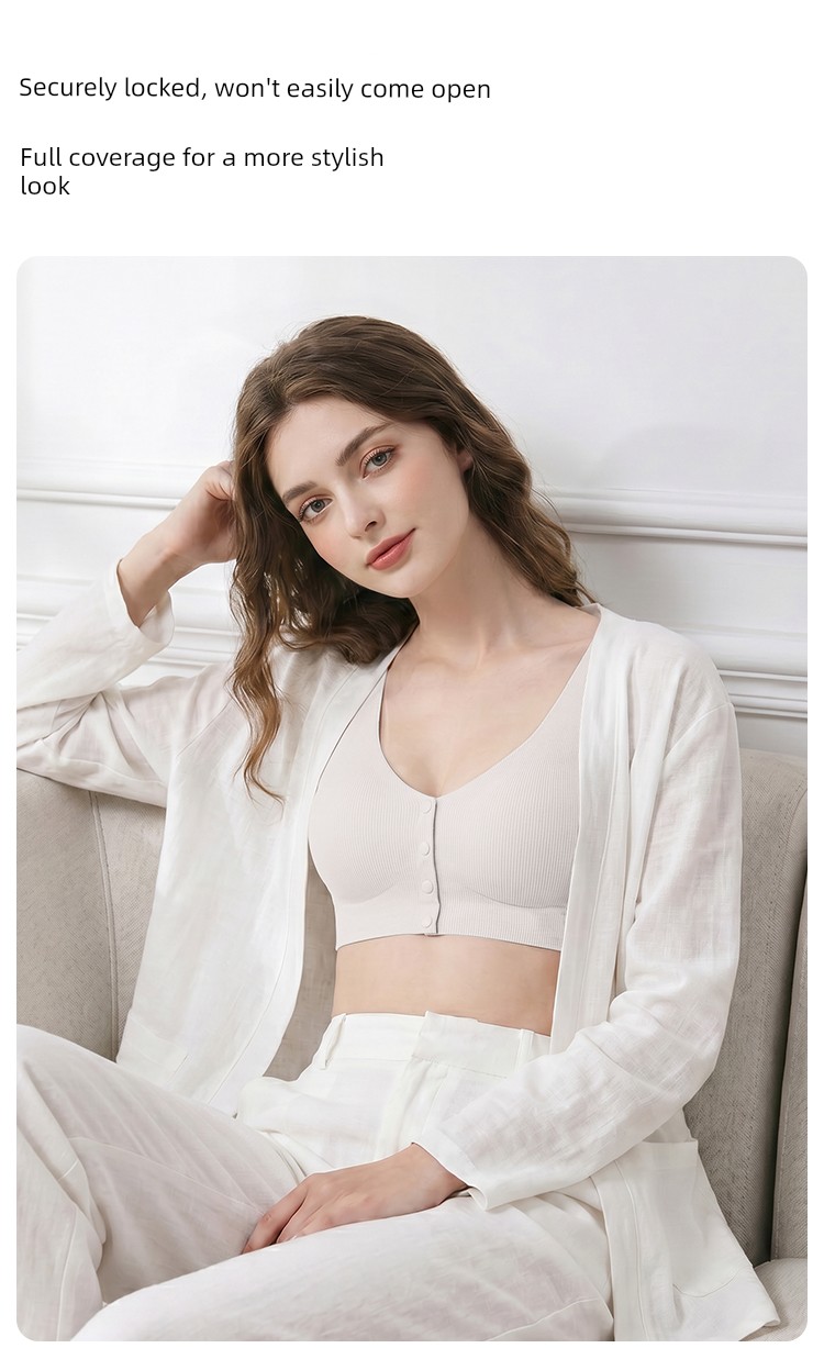 October's Popular Front-Button Maternity Nursing Bra, Anti-Sagging, Postpartum Breastfeeding-Specific Sleep Vest Bra — 7