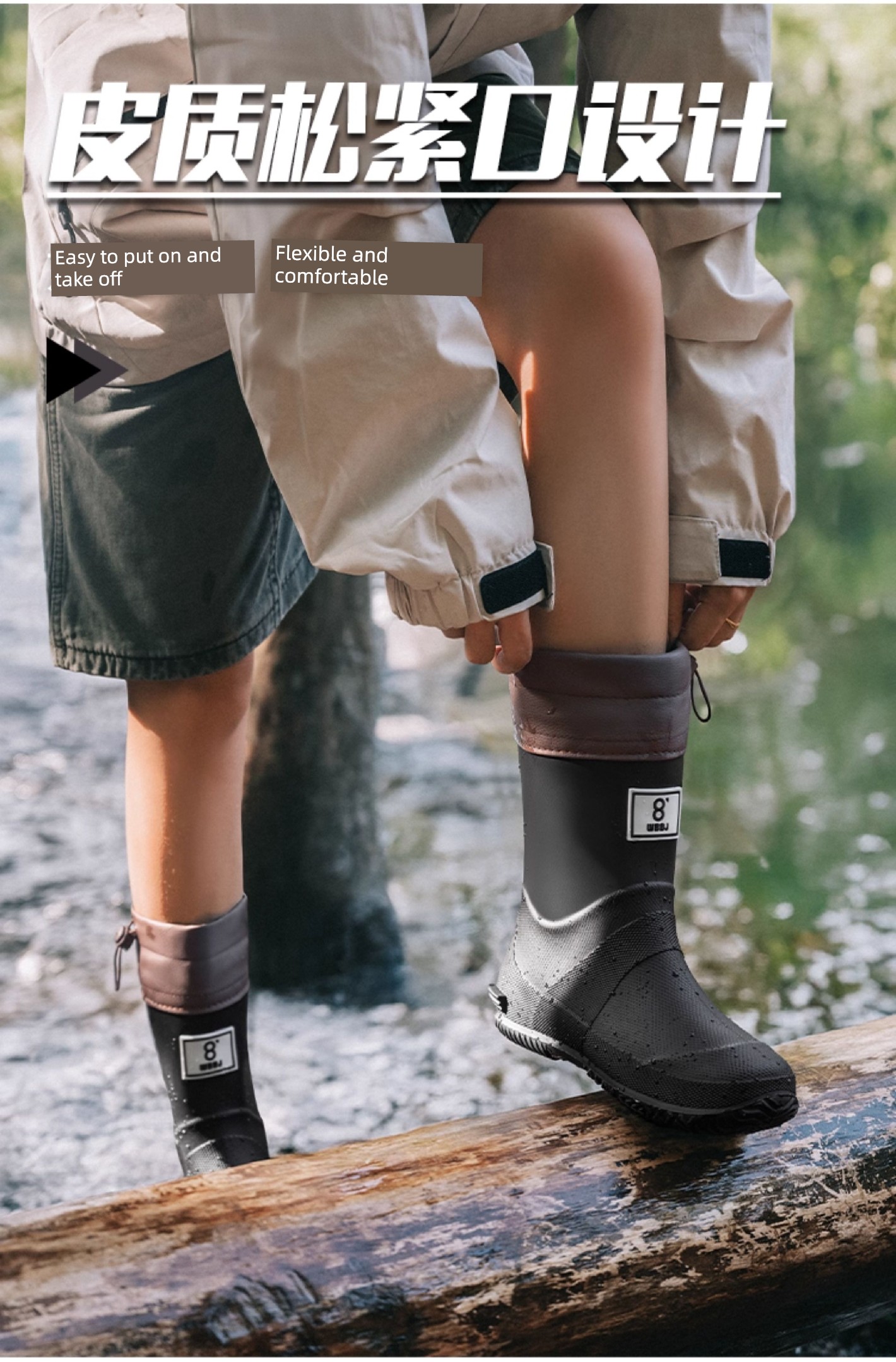 Children's Lightweight Rain Boots, Foldable Rain Boots for Men and Women, Couple's Rain Boots for Rainforest Hiking, Non-Slip Waterproof Shoes, Mid-High — 5