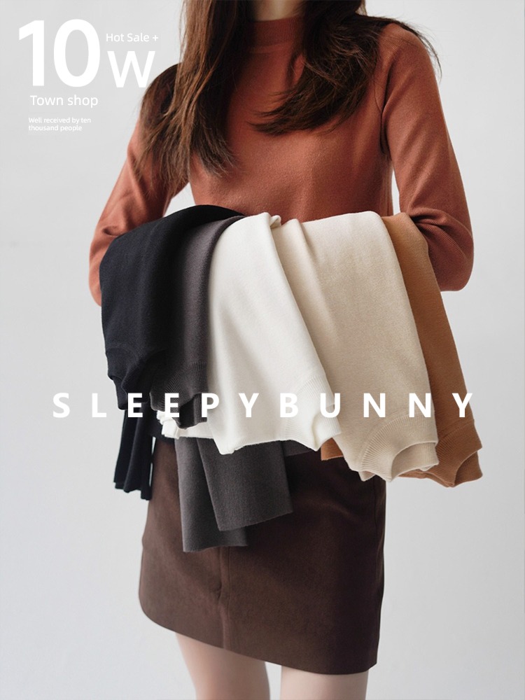 Sleepy rabbit Half high collar temperament Long sleeve jacket Sweater