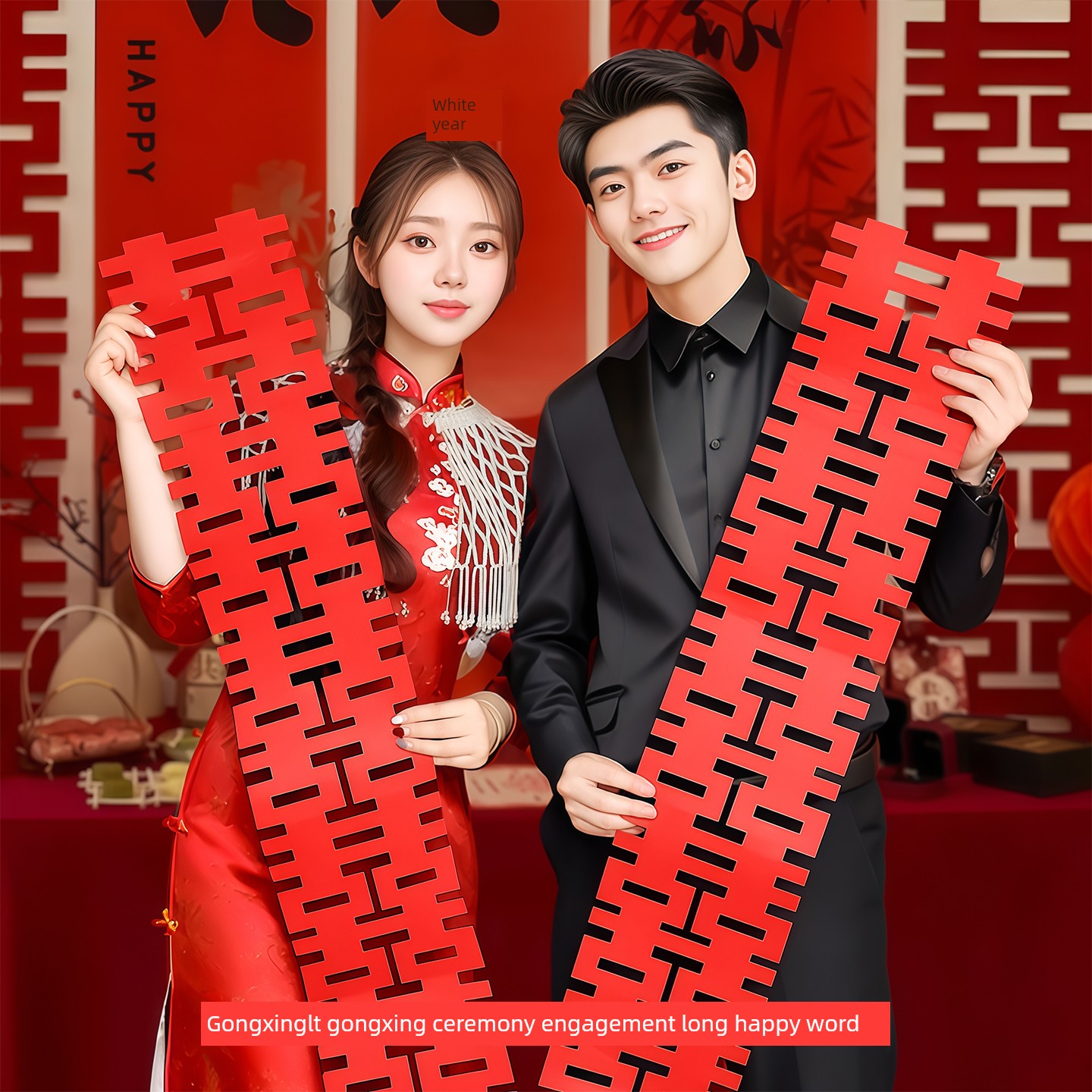 Engagement Photo Props, Atmospheric Decorations, Table Setup, Decorative Banners, Small Items for Shooting, Large Long Strips with Happy Words