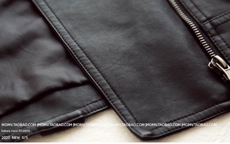 spring and autumn Korean version Lapel Locomotive clothes have cash less than that is registered in the accounts ma'am leather clothing