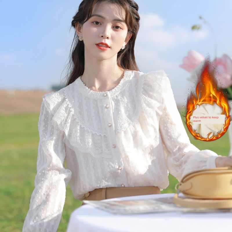 shirt Minority autumn fashion Long sleeve Ruffles Lace