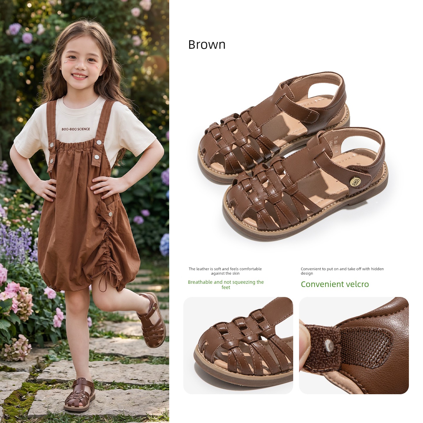 Girls' Princess Sandals 2026 New Summer Children's Sandals for Girls, Roman Style Shoes, Soft-Soled Closed-Toe Summer Models — 7