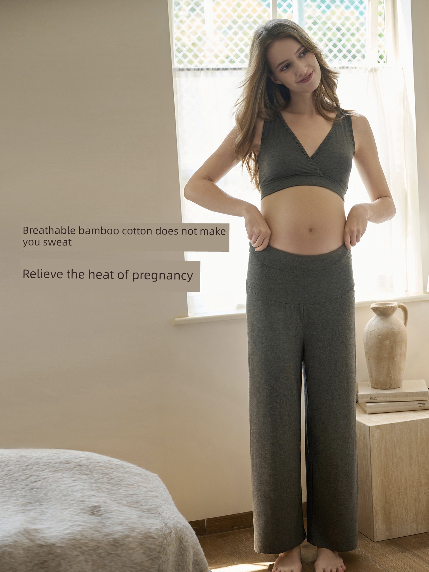 New Product: Nest Designs Women's Maternity Support Pants, Postpartum Wear, Casual Wide-Leg Pants, Maternity Long Pants