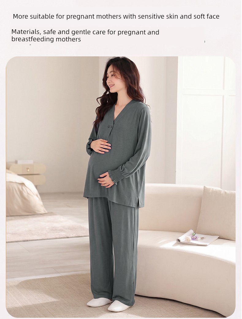 Cat People Maternity Nursing Pajamas 2026 New Thin Sweat-Absorbent Postpartum Special Maternity Nursing Homewear — 9