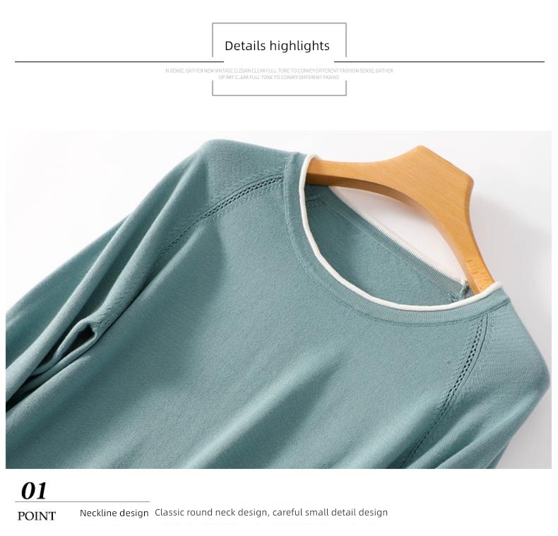 spring and autumn Thin money 100% Condom Low collar Long sleeve Sweater
