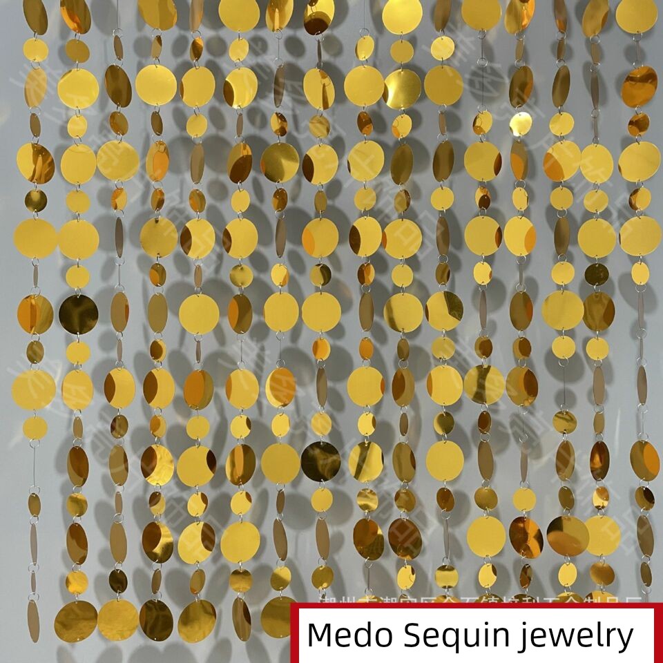 Golden Sequin String Sequin Curtain round Square Rectangular Diamond Mirror Laser Dark Golden Sequin String Hanging Curtain