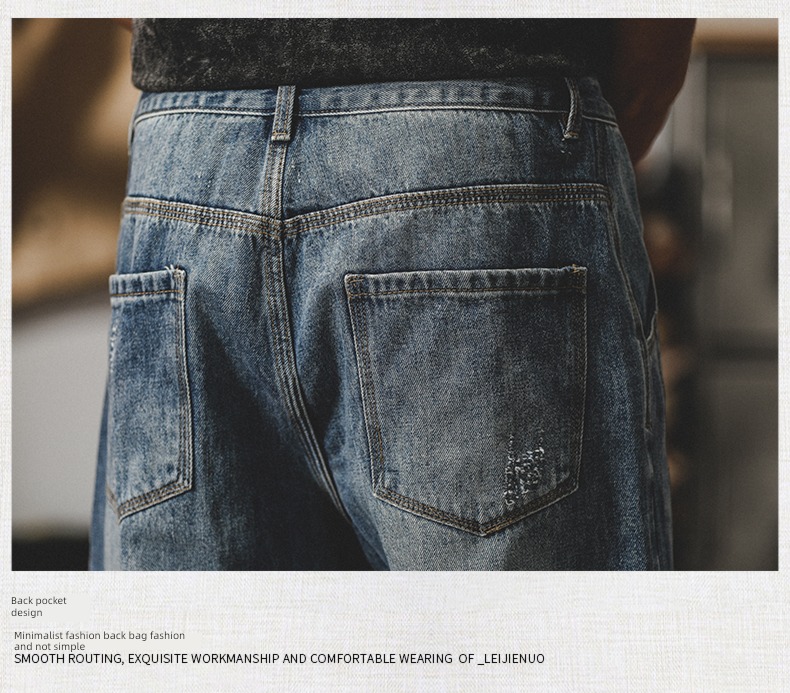 Jereno blue autumn easy Big size Jeans