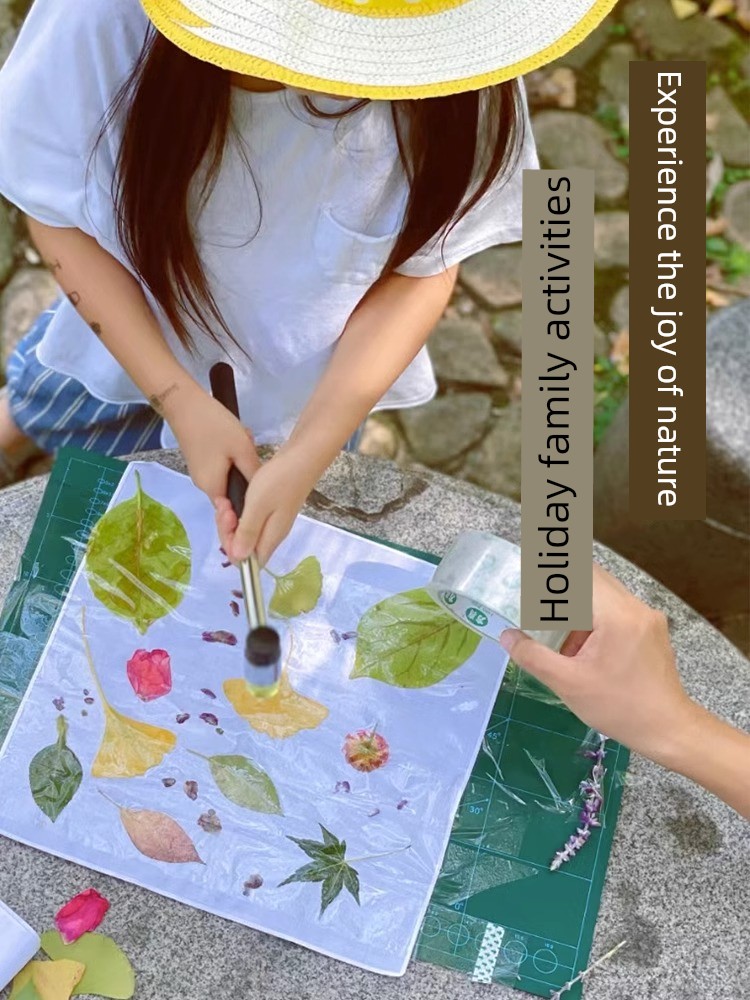 Spring Plant Dyeing Canvas Bag DIY Materials Fabric Kindergarten Outdoor Activities Dyeing Hammer Square Towel Tools
