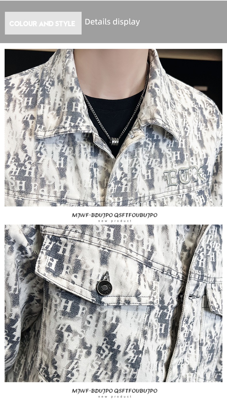 Spring and Autumn printing Embroidery handsome Versatile cowboy Jacket