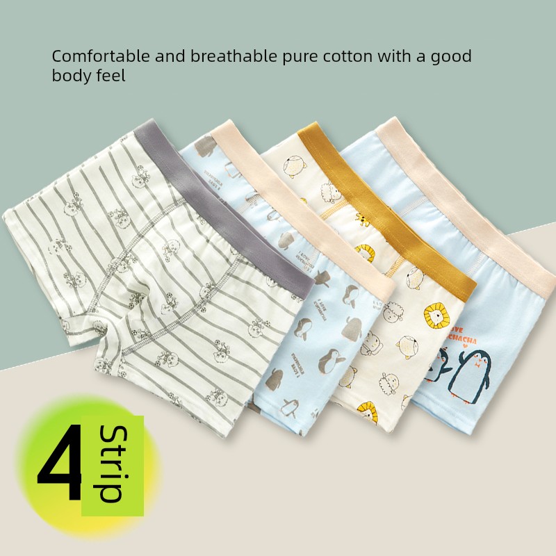 Children's Cotton Boxer Briefs for Boys, Kids' Shorts, Boys' Underwear, Toddler Boys' Four-Corner Briefs, Class A, Thin — 2