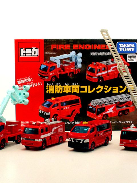 TOMY Tomica alloy car model toy ladder fire lighting command vehicle four-car set