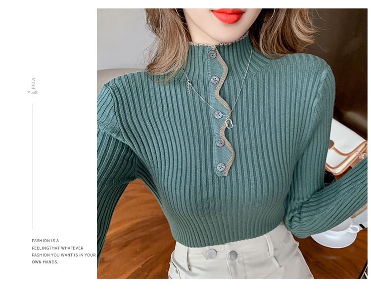 Half high collar Long sleeve jacket Korean fashion Sweater