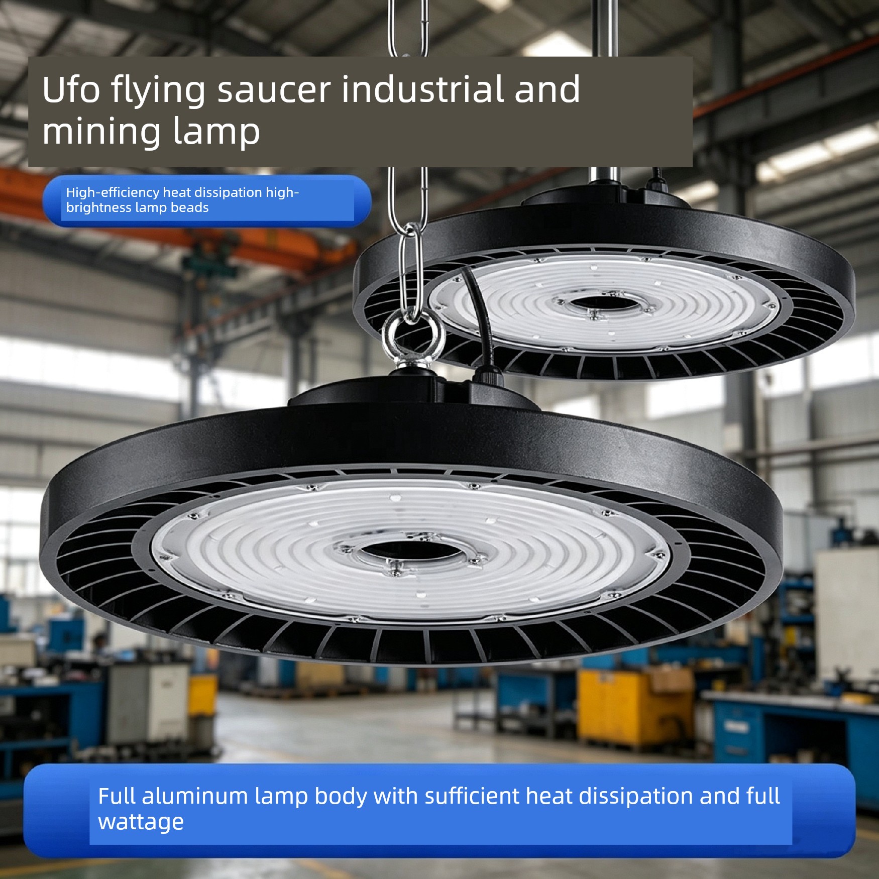 Ufo Waterproof Industrial and Mining Lamp Led Factory Chandelier Stadium Warehouse Ceiling Lighting 100W200W Dustproof Factory Light
