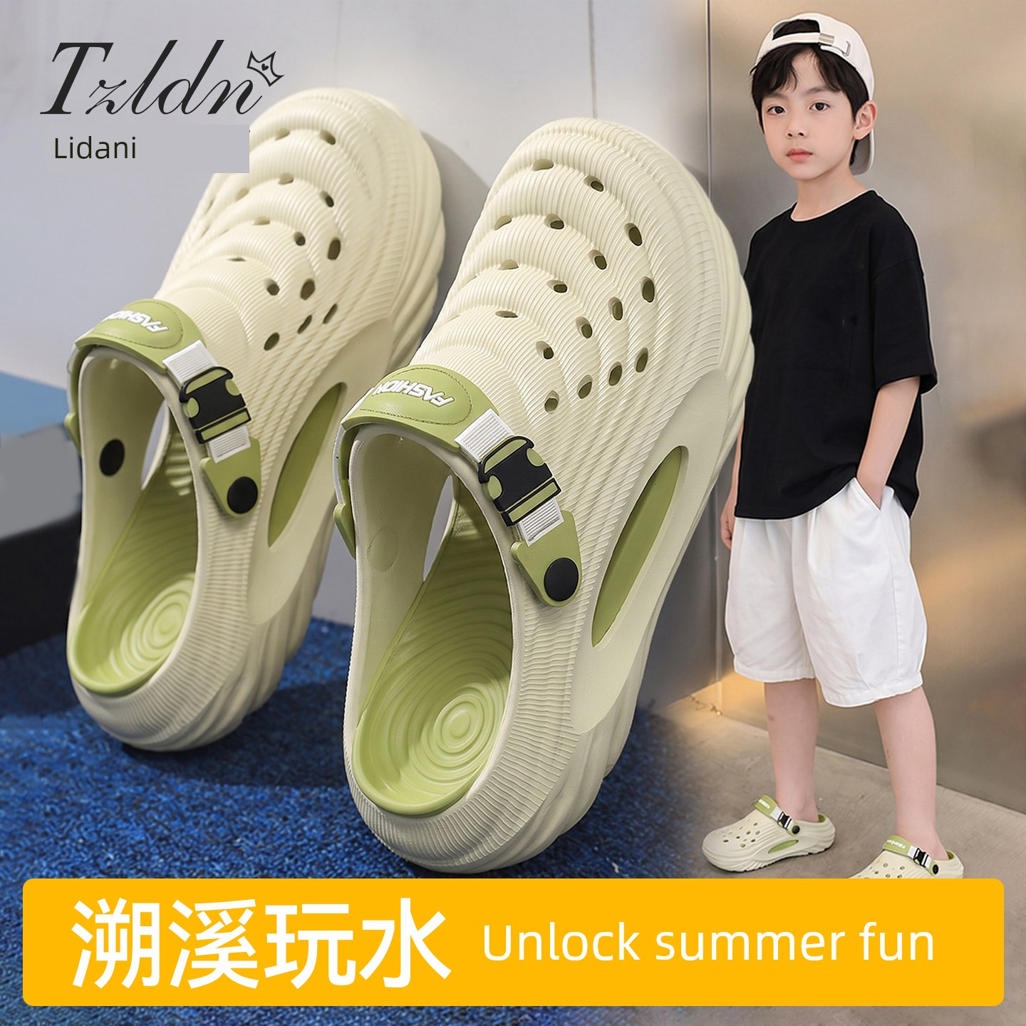 Children's Croc Shoes Boys 2026 New Summer Youth Beach Non-Slip Sandals for Older Kids Boys' Outdoor Wear