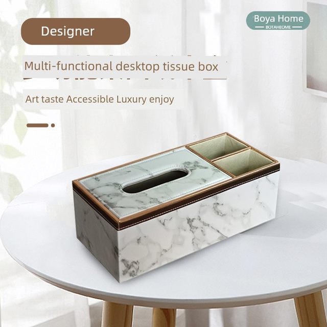 Paper towel remote control storage box multi-functional living room and dining room simple desktop ornaments creative light luxury household paper draw box